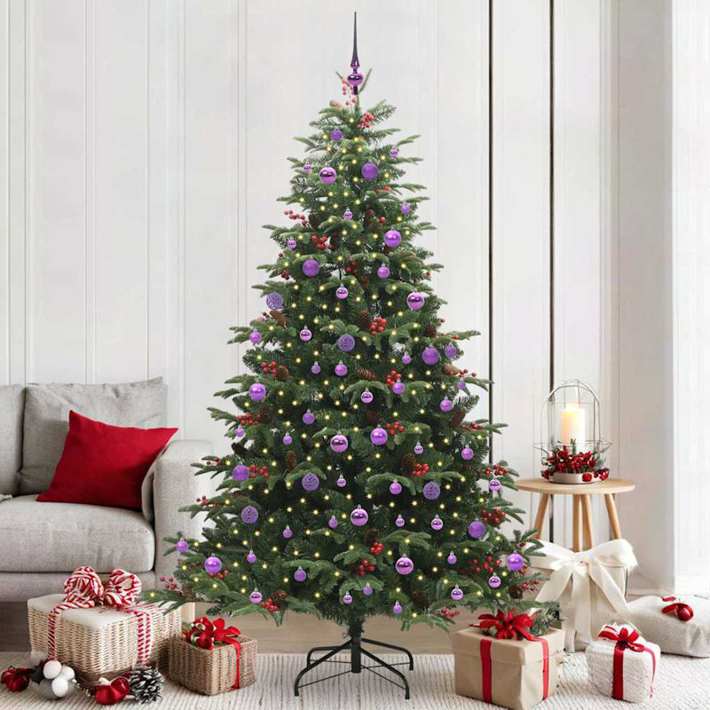 Artificial Christmas Tree with LEDs with Stand Green, 6.89 ft
