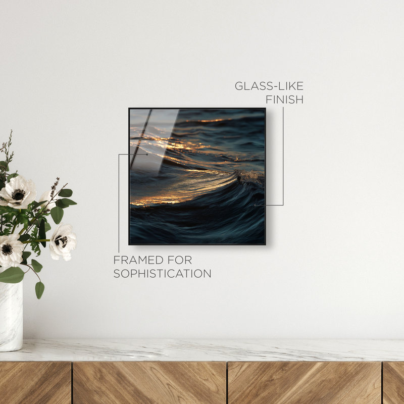 Sunset Sea I Print by Oliver Gal, 41" H x 41" W, Black Floater Frame