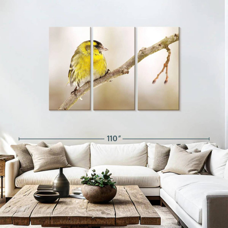 Brampt Perched Yellow Bird, 48" H x 74" W