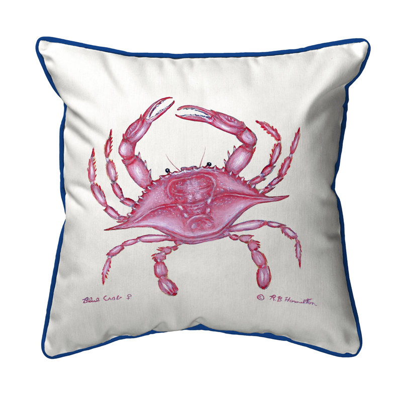 Crab Outdoor Throw Pillow, Large, Liesl Crab