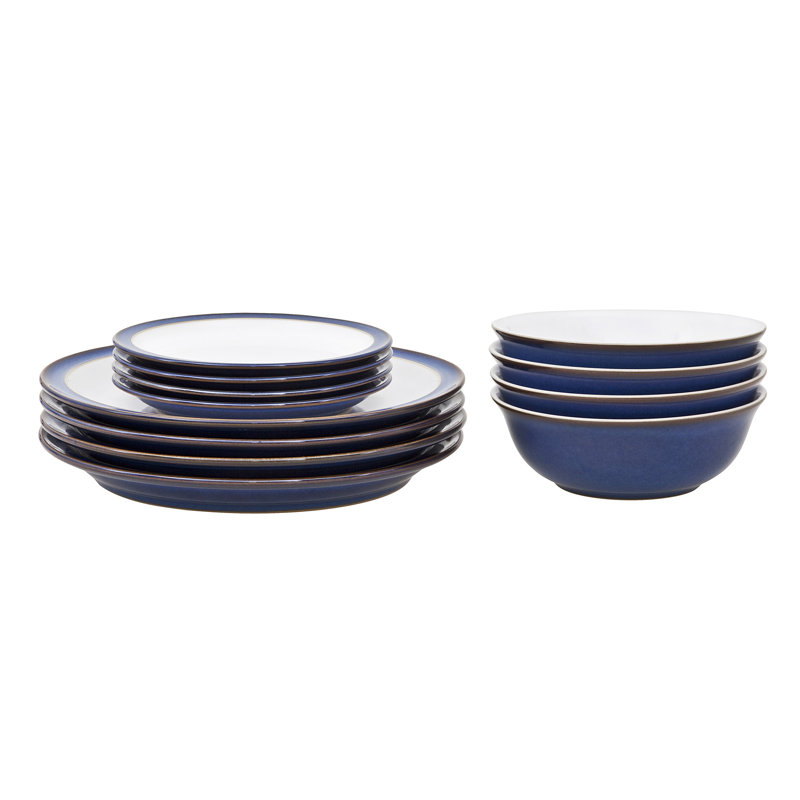 Denby Imperial Blue 12 Piece Dinnerware Set, Service for 4