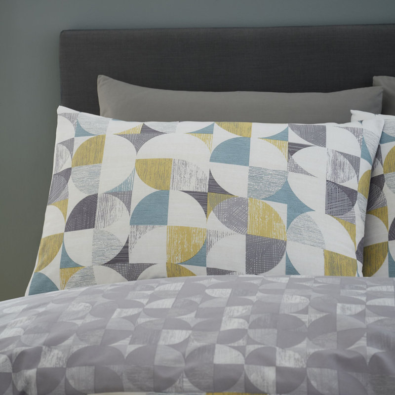 Retro Circles Geometric Reversible Duvet, King Duvet Cover