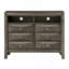 Commode média moderne grise avec tiroirs biseautés en résine durable et placages en bois véritable pour un rangement amélioré-1701488626