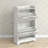 Slim Shoe Cabinet for Entryway, Farmhouse Hidden Shoe Storage Cabinet with 2 Flip Drawers and Adjustable Shelves for 8 Pairs of Shoes, Distressed White