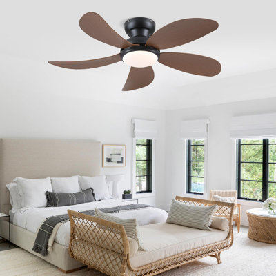 42 Inch Modern Indoor Low Profile Ceiling Fans With Lights And Remote/App