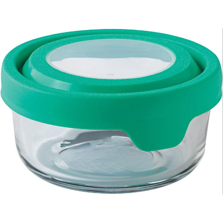 Anchor Hocking Glass TrueSeal Round Food Storage Containers with Blue Lids