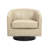 Applewold Upholstered Cream Faux Leather Swivel Barrel Chair with Solid Wood Base-1913418119