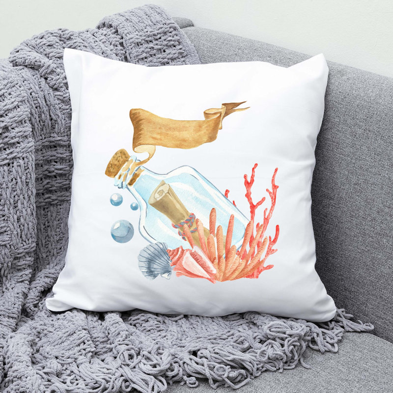 Nautical Sea Life_127 - Coussin décoratif avec coussin décoratif, H 18 po x l 18 po