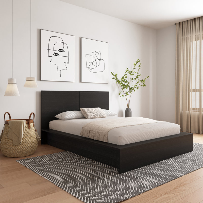 Guendolyn Platform Bed & Headboard, King, Black