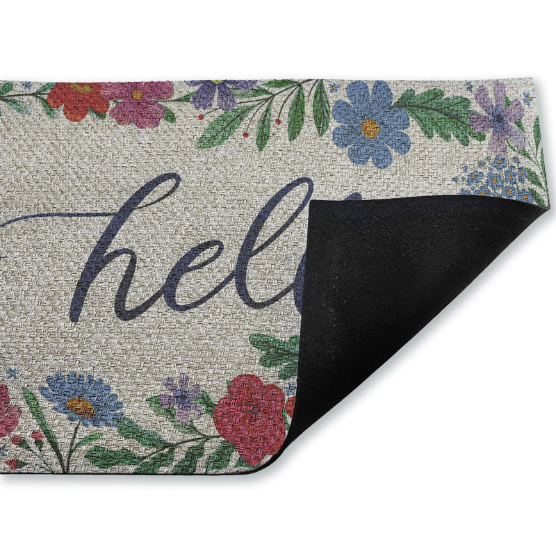 Paillasson Hello Cursive & Floral, Hello Cursive & Floral Border