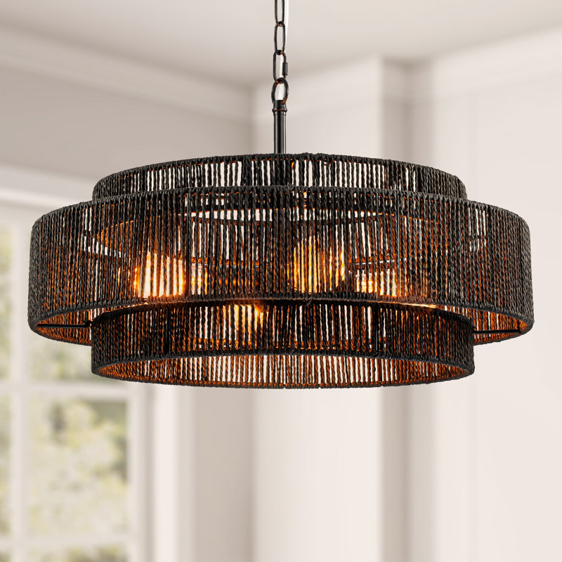 Luebbert 4 - Light Dimmable Drum Chandelier, Black