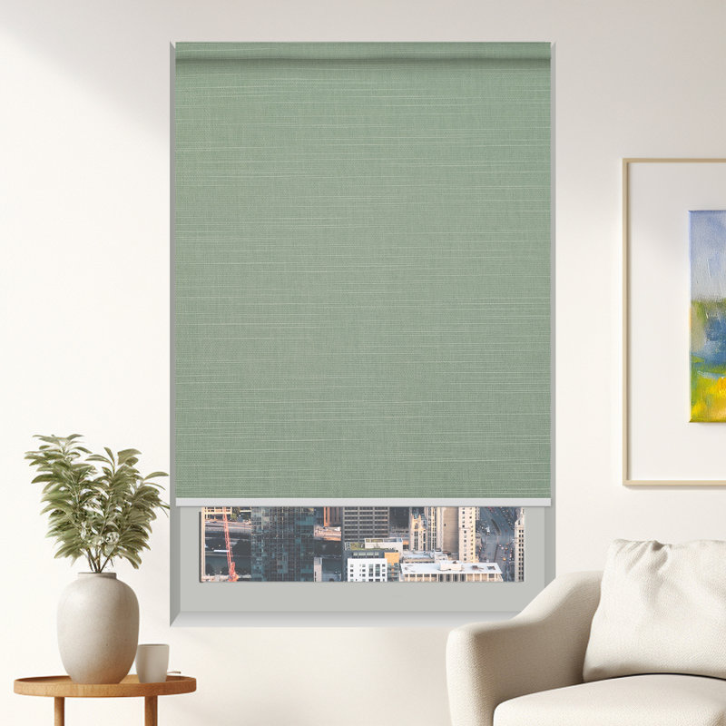 Abat-jour moderne en lin tissé doux et opaque, Eucalyptus, L 25 po x L 84 po