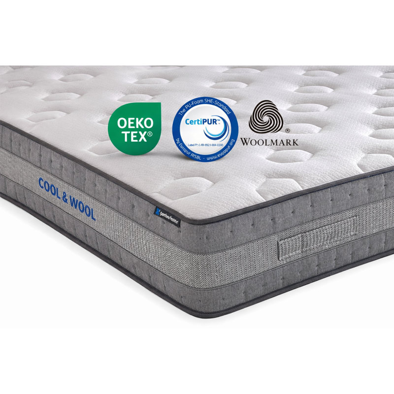 Matelas à ressorts ensachés mi-ferme 10 po Cool & Wool, Très grand lit