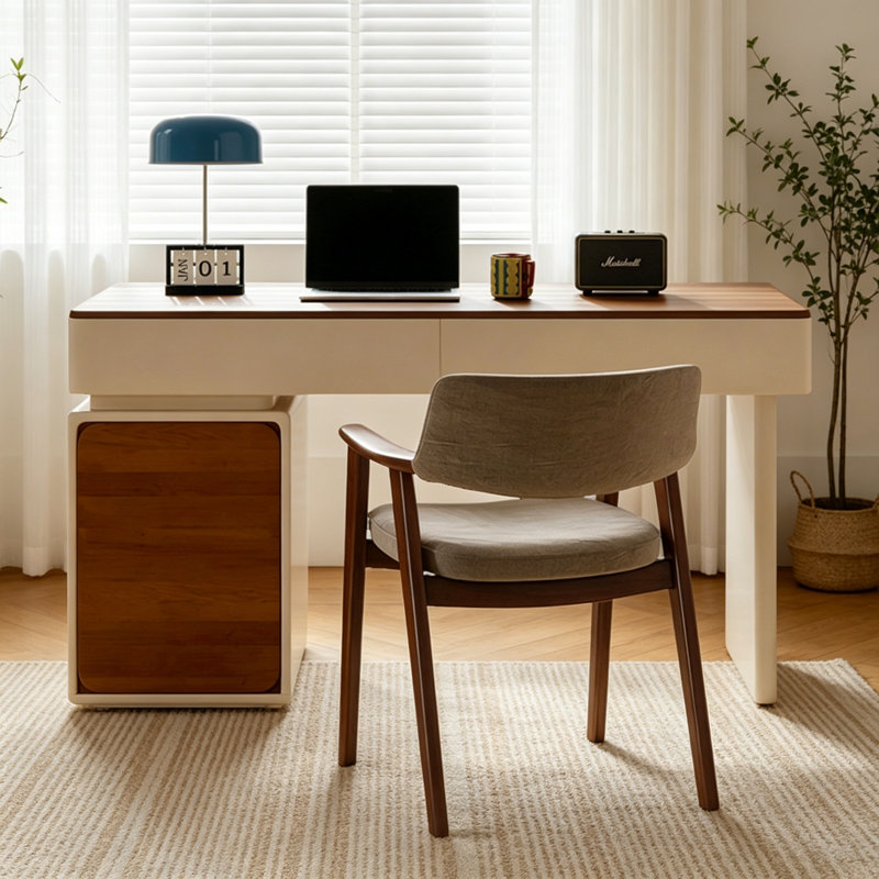 Bureau moderne moderne en bois massif avec 2 tiroirs