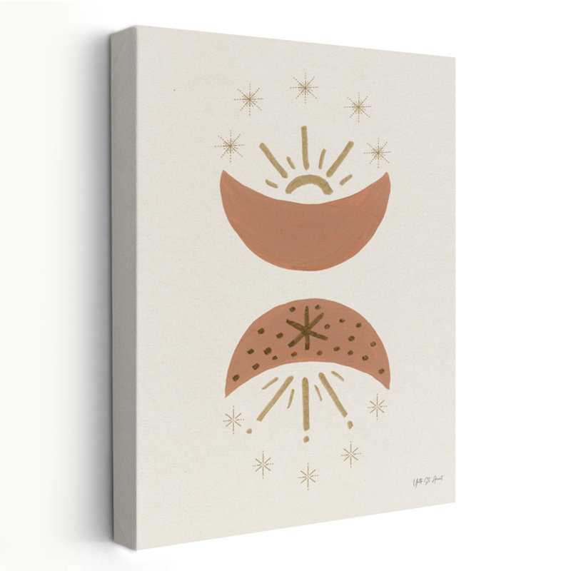 Lune sereine et rayons du soleil - art astronomique en forme de croissant de lune, H 24 po x l 16 po