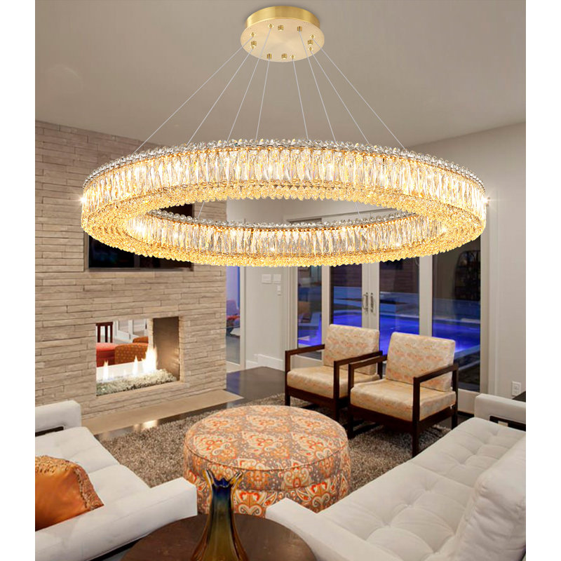 Modern Dimmable Led Crystal Chandelier, Gold