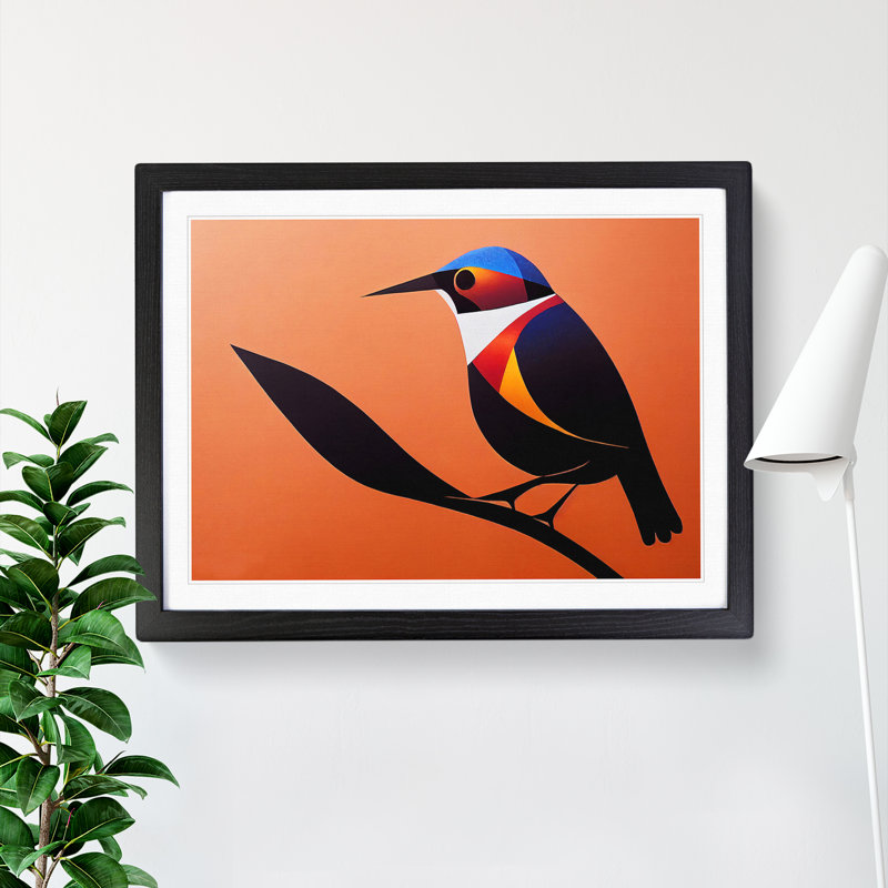XH1022-640X Angelical Bird Abstract - Single Picture Frame Print, 46cm H x 64cm W x 2cm D, Black