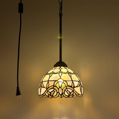 Mini ampoule à DEL suspendue Tiffany en verre coloré de style baroque lavande 8 po x P 8 po x H 60 po