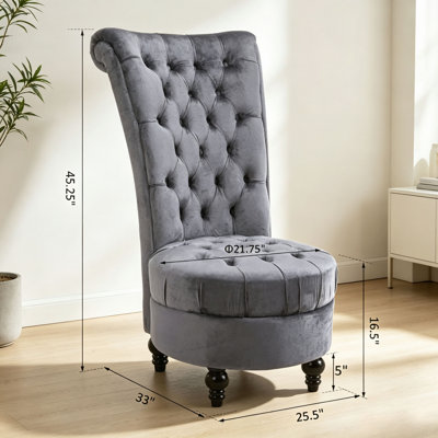 Élégante chaise d'appoint sans dossier à haut dossier, fauteuil rond de style rétro, fauteuil de luxe