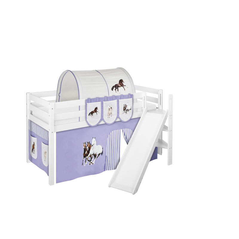 Jelle Mid Sleeper Bed with Curtain, Purple, Single (3')