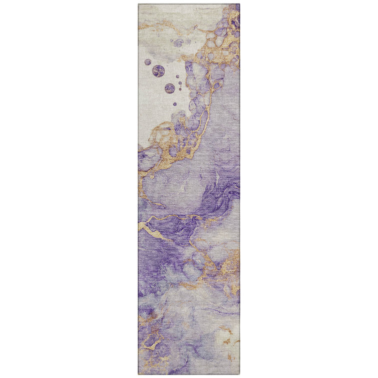 Machine Washable Indoor/Outdoor Xhevrie Purple Rug