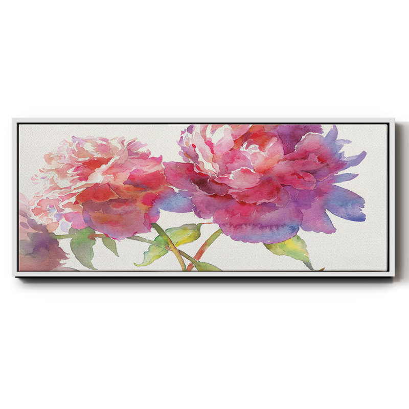 Prise pivoines II - toile encadrée, H 20 po x l 50 po