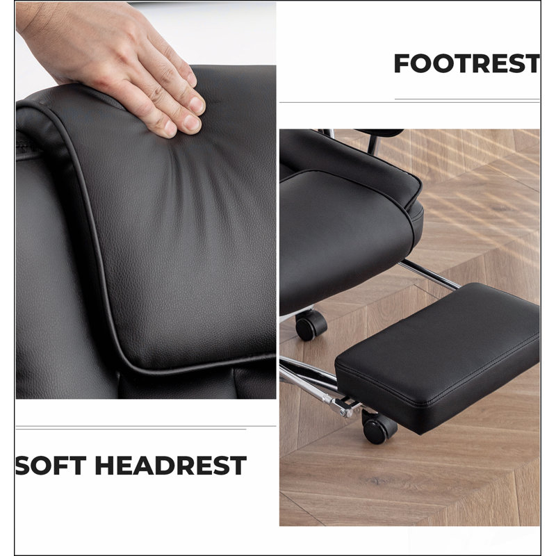 Office Chair, Big and Tall Executive Office Chair with Footrest, Leather Computer Chair, Ergonomic Reclining Chair High Back