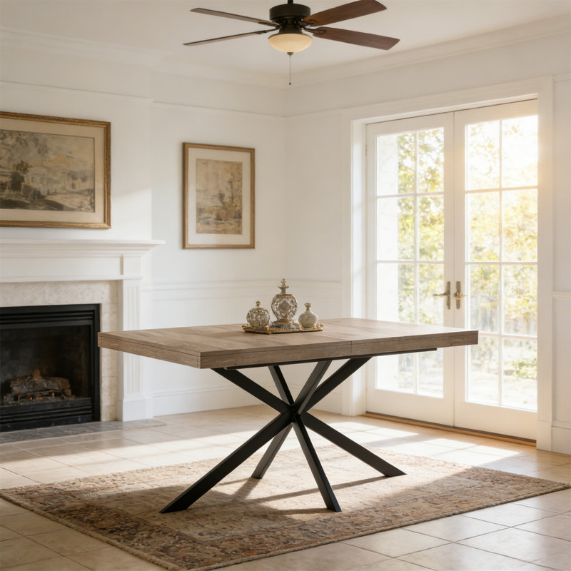 55.11"-70.86"Retro Rectangular Stretch Dining Table, Gray