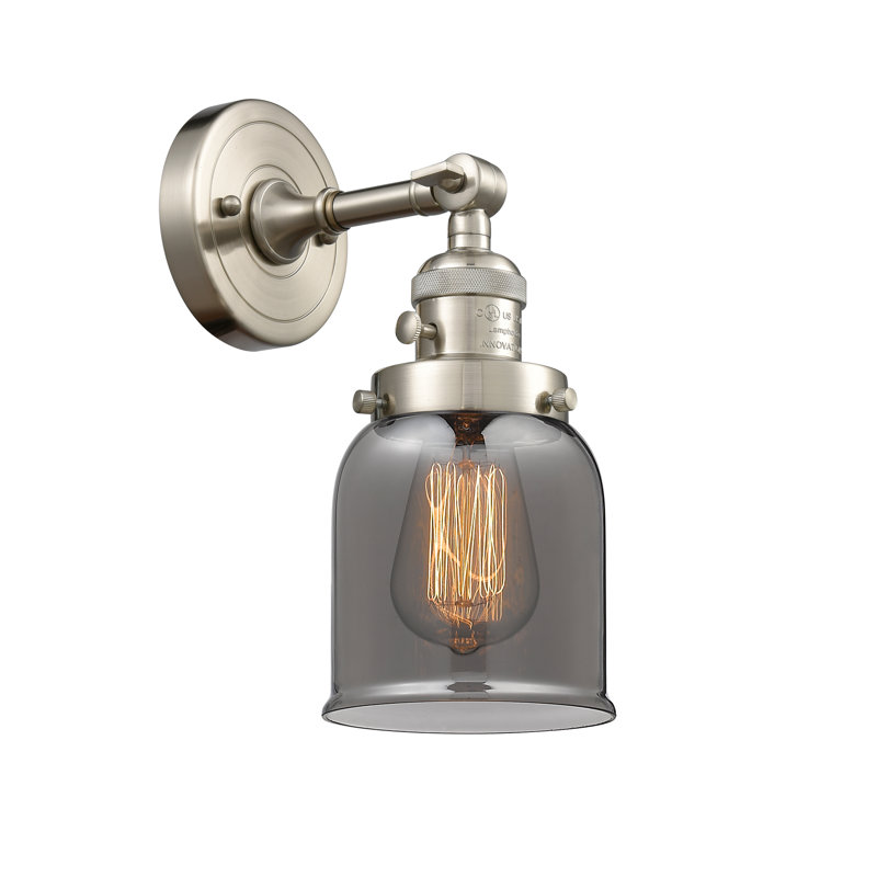 Applique murale 1 lumière 5 po Bell, Ampoule à DEL rétro de 3,5 W, Plaqué couleur fumée, Nickel satiné brossé