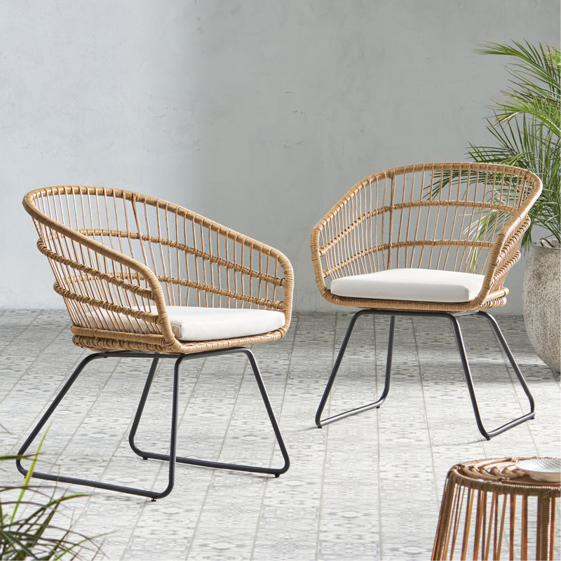 CHAISE, 2PCS avec 2 coussins, Beige, Marron clair