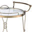 Chariot de service Brilliant Champagne, 2 compartiments ouverts pour le rangement, tablette en verre trempé transparent, base en miroir de 5 mm, cadre et poignée en métal, chariot de service à roulettes de couleur mobile, type rond,