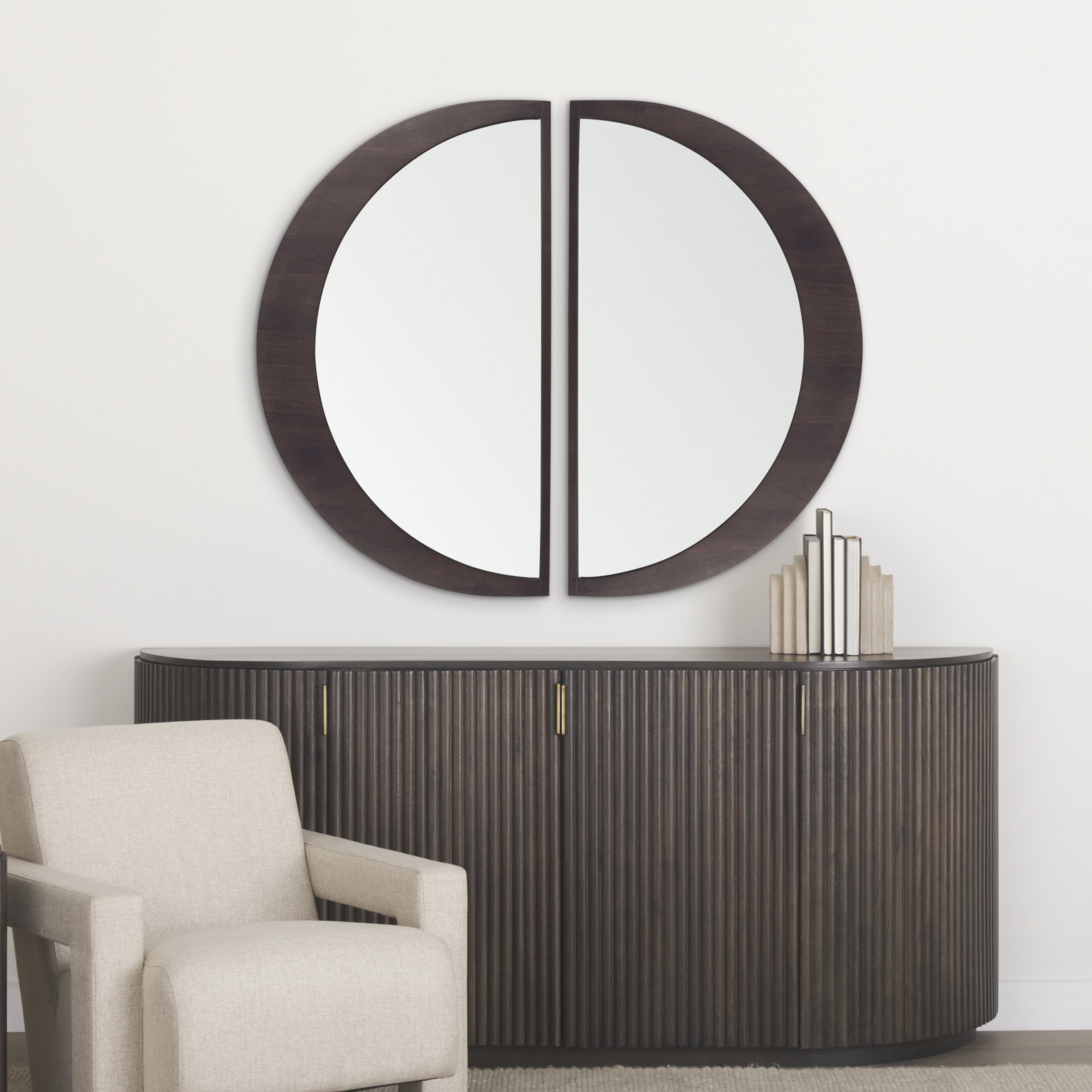 Vixe Solid Wood Mirror, 26.3" x 42", Dark Brown