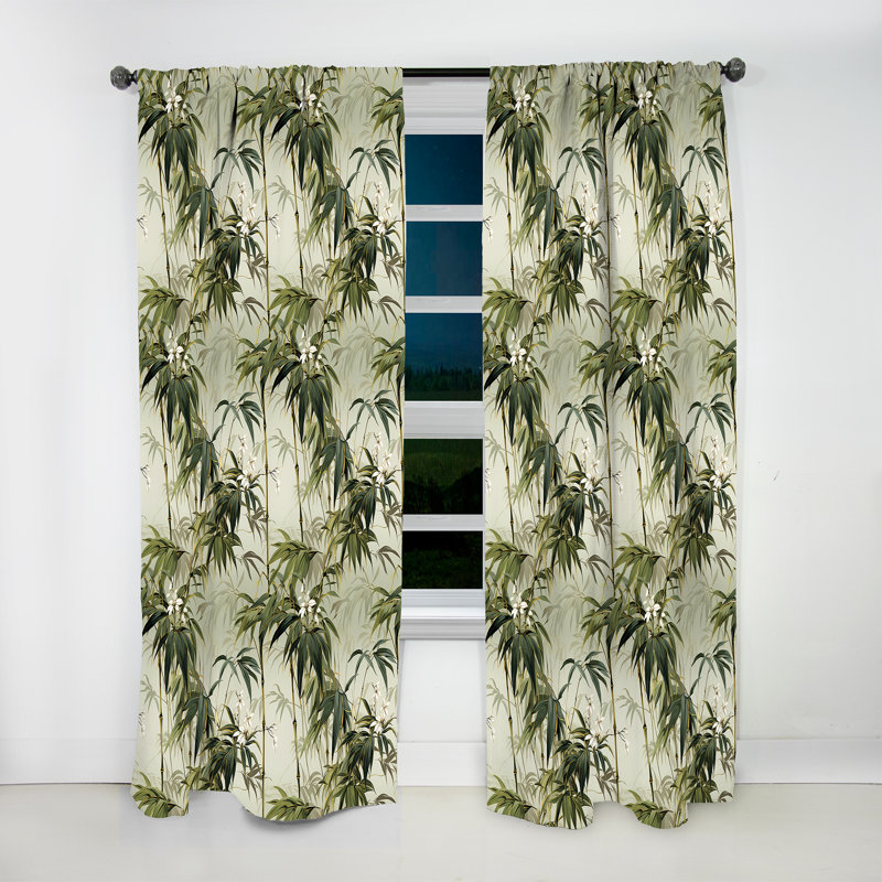 Élégance bambou motif tropical IV - Rideau tropical - Velours obscurcissant - 1 panneau, L 52 po x L 95 po