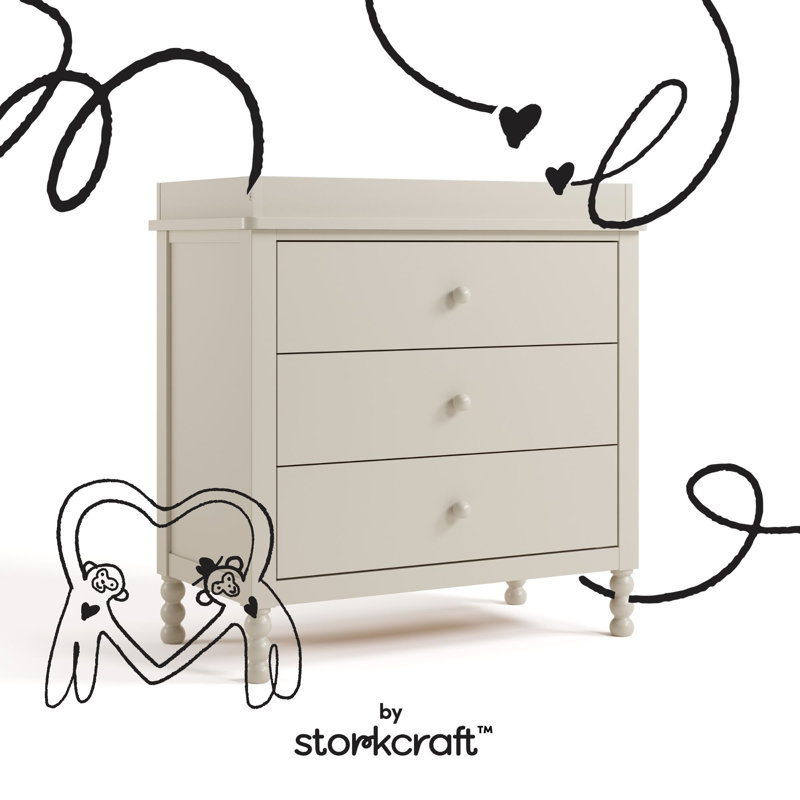 Rio 3 Drawer Chest With Changing Topper, Frosted Oat