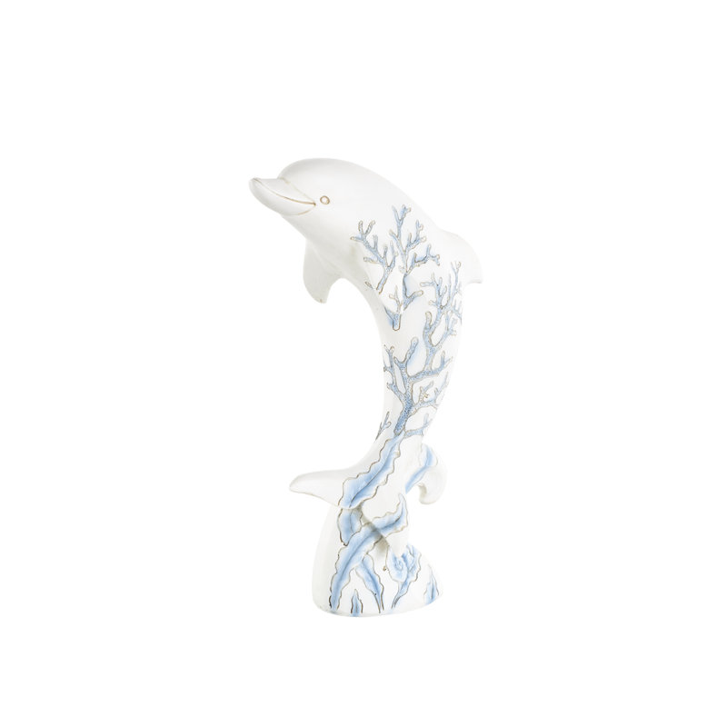 Sculpture blanche Alidiya Polystone Curved Dolphin
