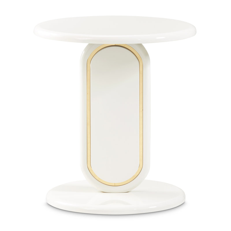 Table d'appoint Sassani - blanc perle / or