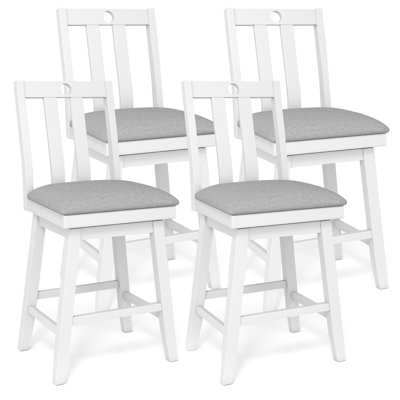 Ensemble de chaises pivotantes à hauteur de comptoir 25 po 25 po avec siège rembourré en bois d'hévéa