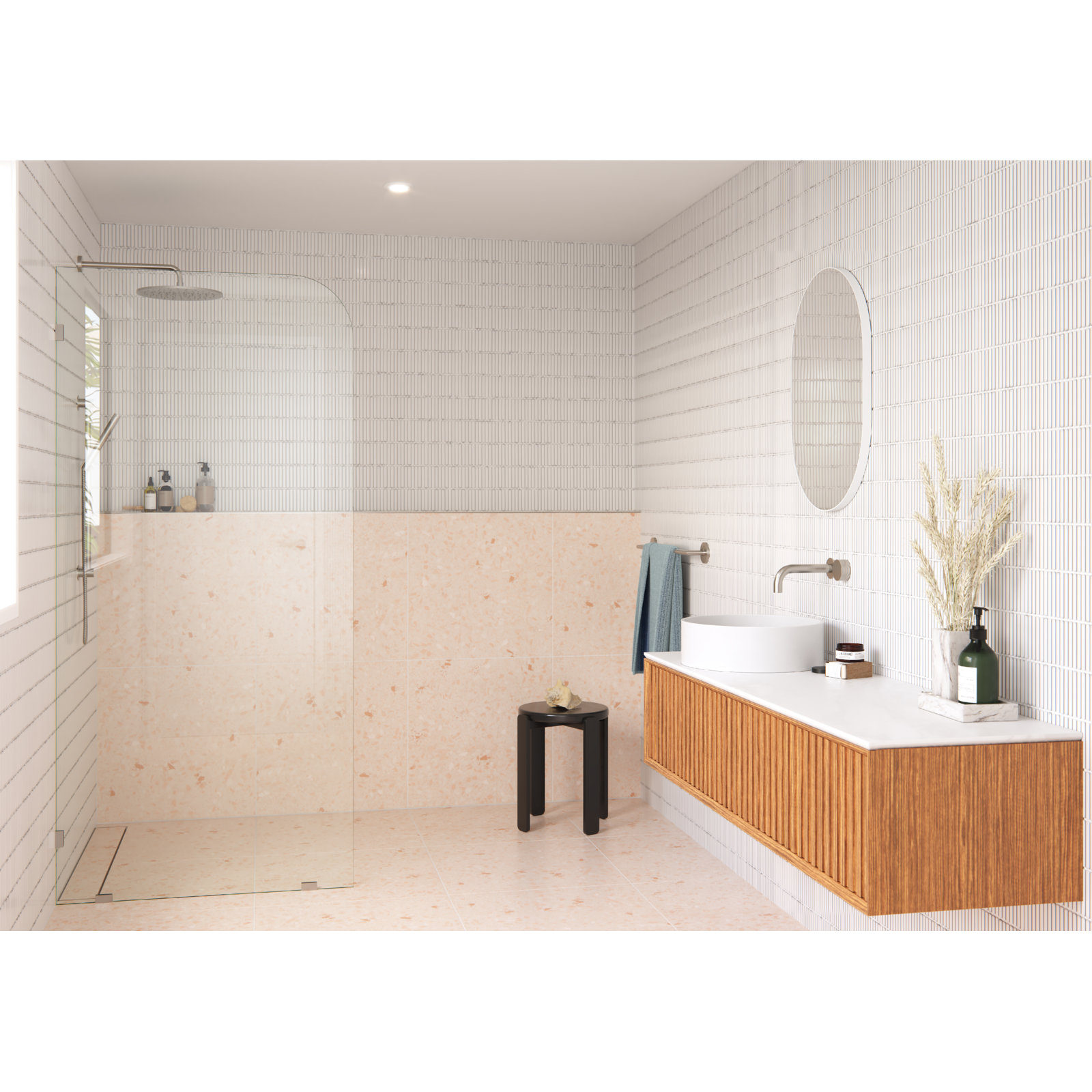Solaris Frameless Fixed Radius Shower Panel, Brushed Nickel