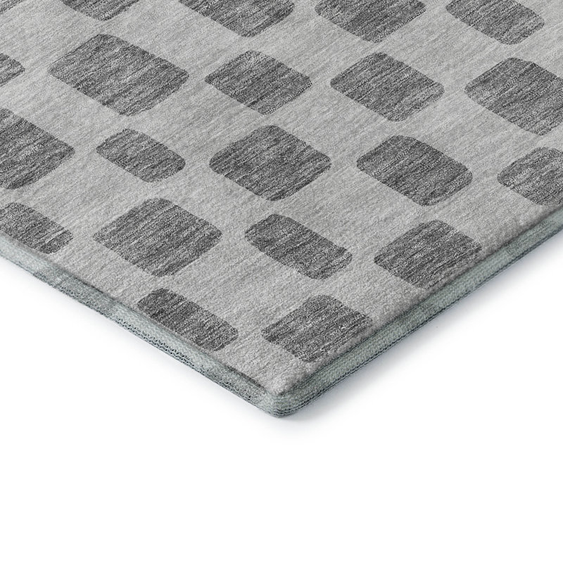 Premium Machine Washable Prisco Gray Rug, Rectangle 1'8" x 2'6"