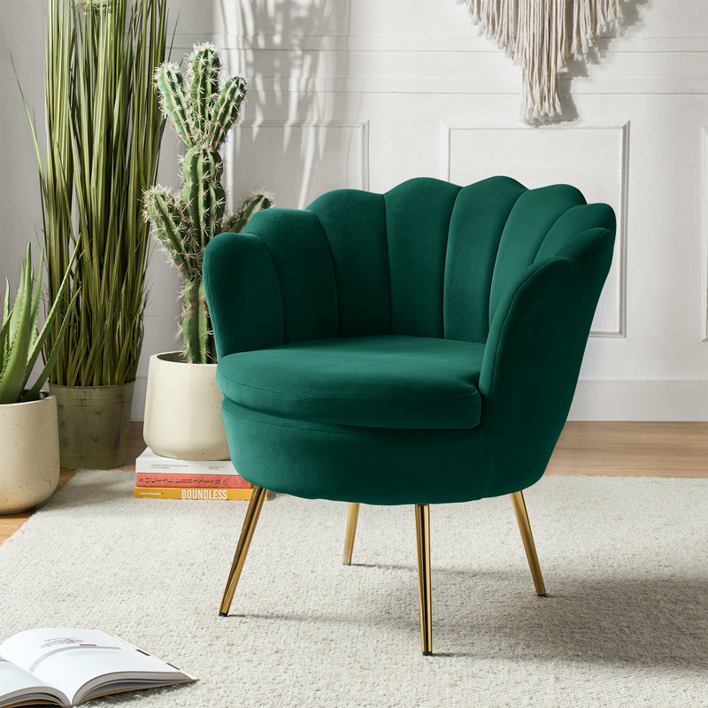 Hendrix Velvet Accent Chair, Green Velvet