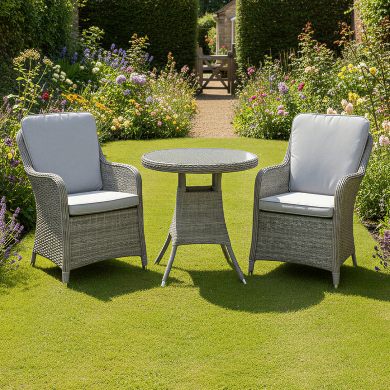 Patio Dining Set with, Light Grey