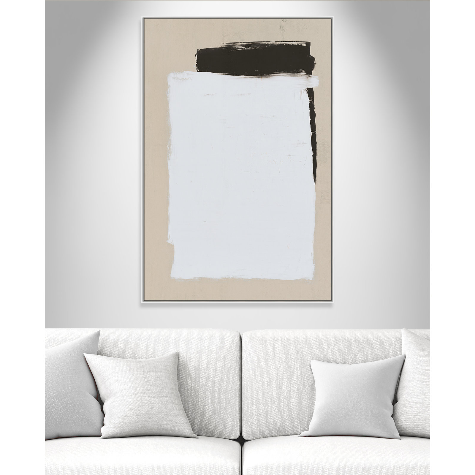 Two Mirrors, 61.5" H x 41.5" W, Framed Canvas, White