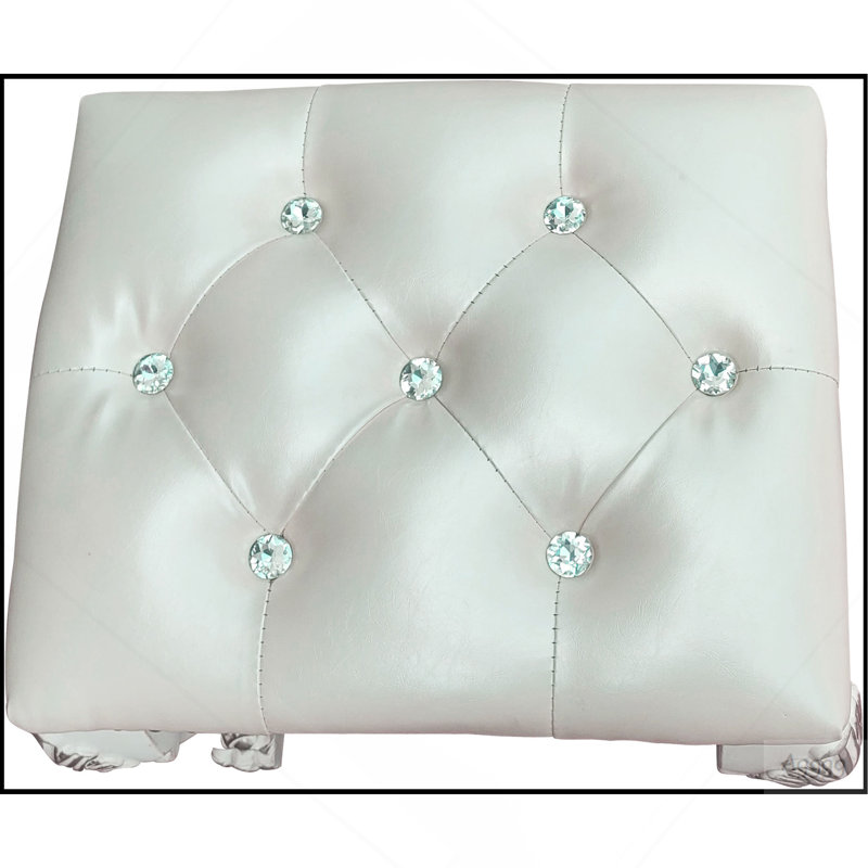 Tabouret de coiffeuse touffeté champagne et blanc os