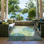 Sunshine Modern Plant Design Performance Outdoor Rug Green/Blue/Ivory-83453878