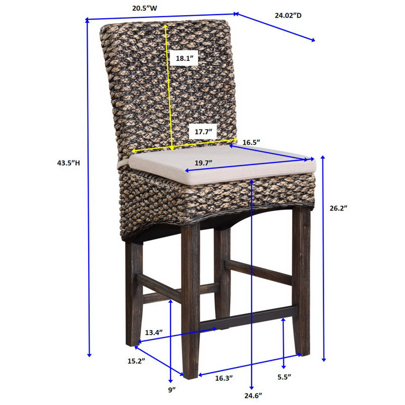 Encinal Upholstered Counter Stool with Solid Wood Frame, Brown
