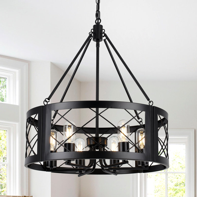 Lustre cylindrique à intensité variable à 6 lumières de 21,65 po Napeague, Noir mat