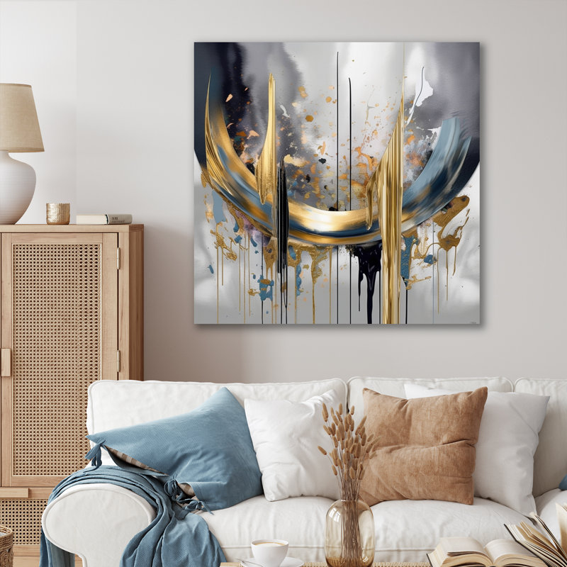 Shapes And Lines Abstract Marble III - Art mural abstrait en marbre, H 24 po x l 24 po x P 1 po, Toile tendue