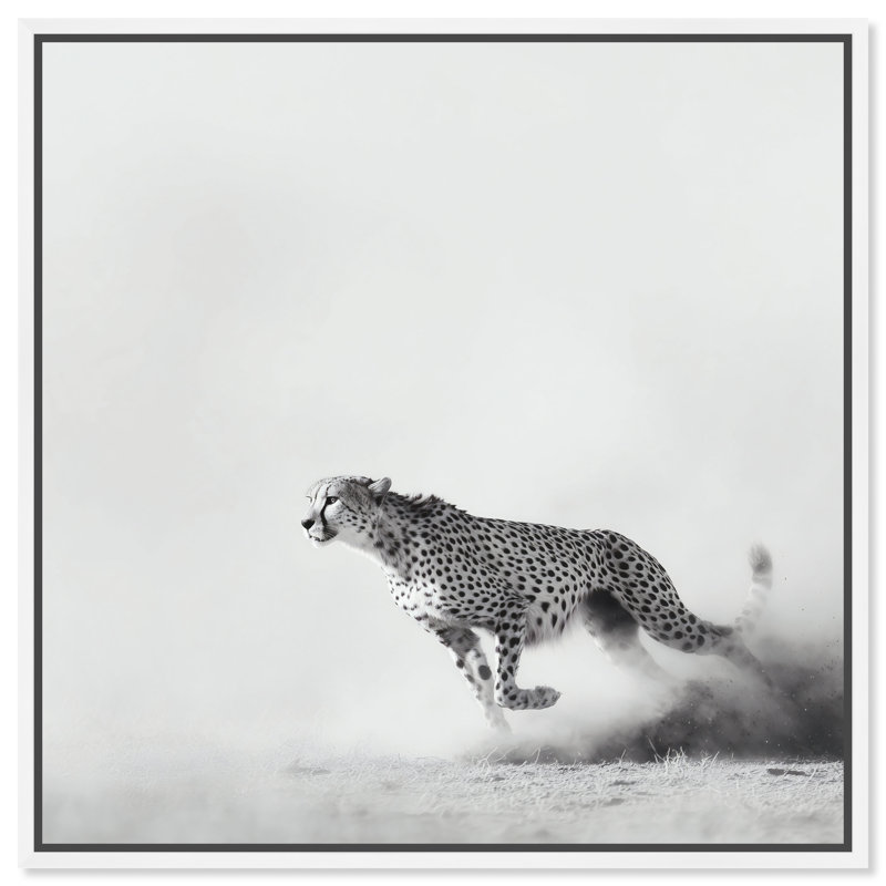 Cheetah Run Print by Oliver Gal, 25"H x 25"W, White Floater Frame