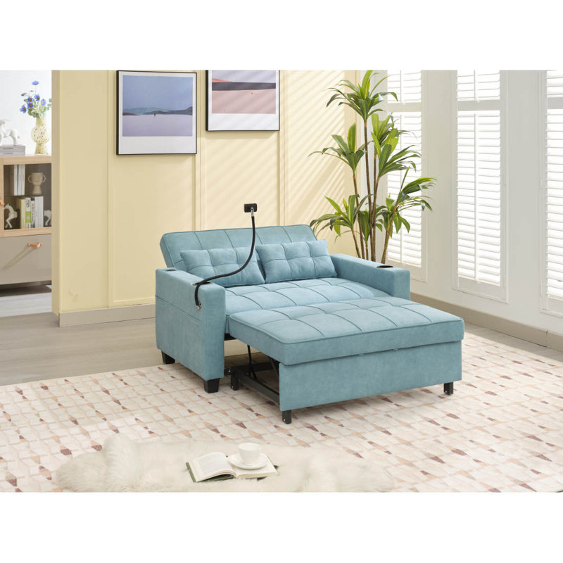 Fauteuil inclinable en cuir futon 3-en-1, Bleu