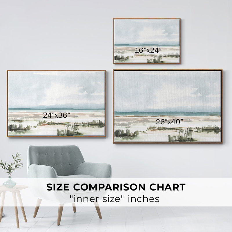 «Coastal Wetlands Watercolor I», toile encadrée de qualité supérieure - prête à être accrochée, H 17 po x l 25 po x P 2 po